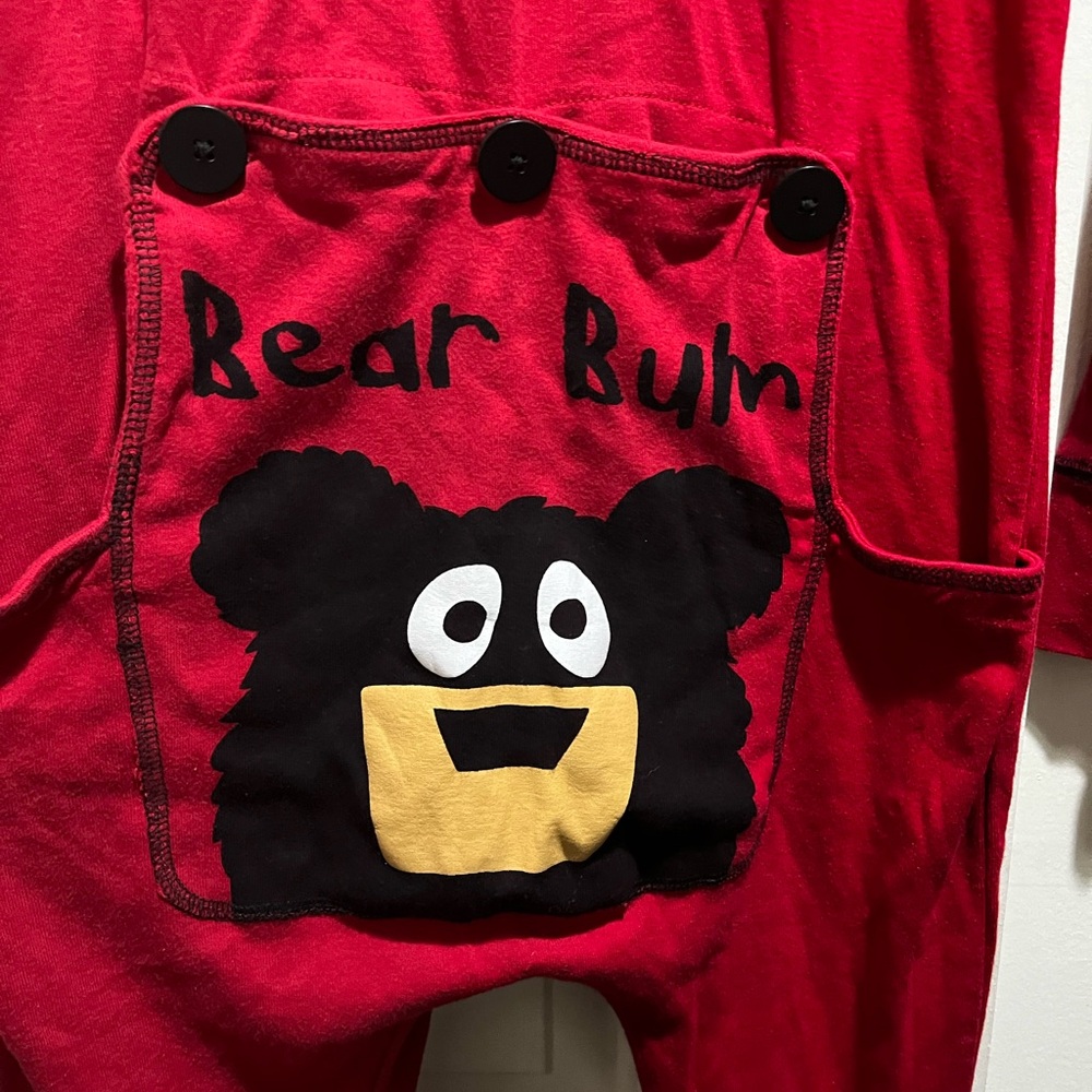 Lazy One Red Onesie With Bear Bum Design On Detac… - image 4